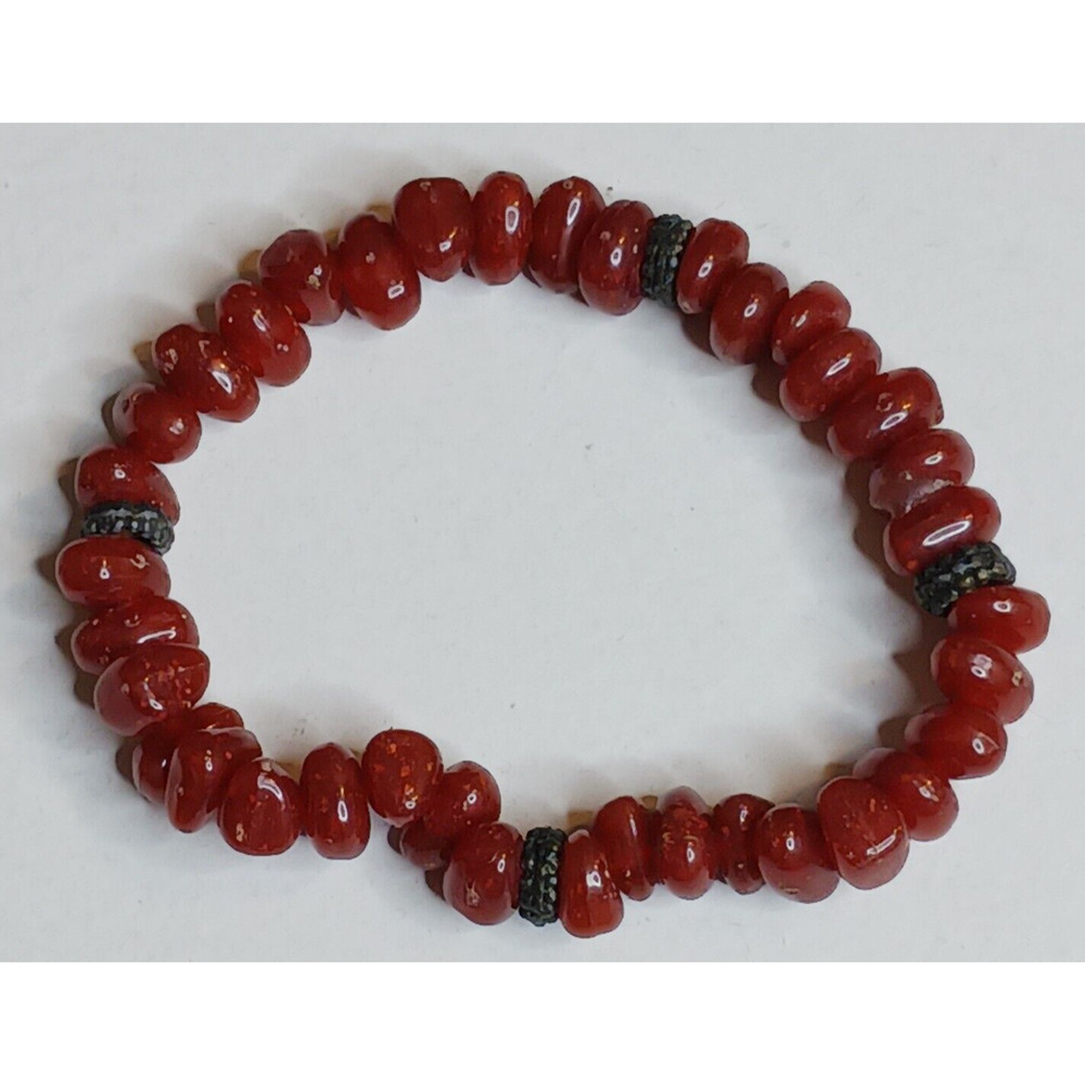 Vibrant Red Nugget Bead Stretch Bracelet Fashion Jewelry Boho Statement Unisex
